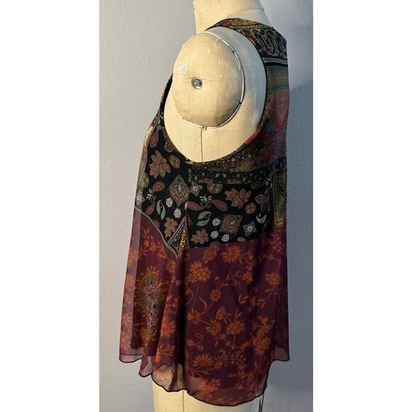 Desigual Mesh Boho Tank Floral Print Women's‎ Size Medium EUC - Picture 2 of 4